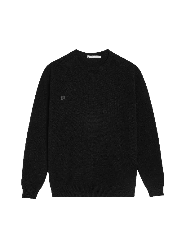 Womens Recycled Cashmere Crewneck Sweatshirt—black