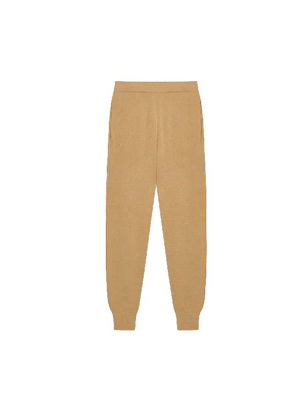 Womens Regenerative Merino Wool Track Pants—camel