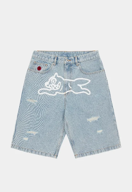 Bbc Running Dog Denim Shorts Heavy Wash Blue