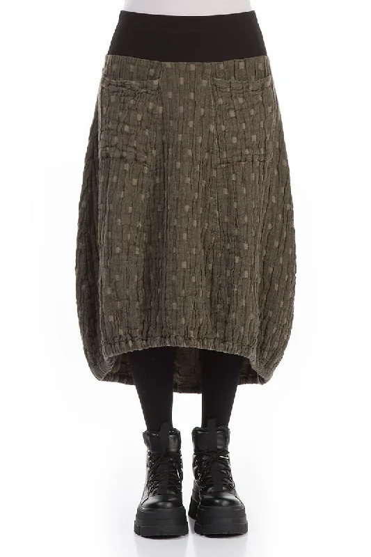 Longer Back Silver Sage Textured Linen Skirt