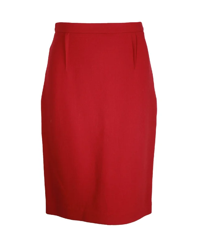 Roland Mouret Arreton Pencil Skirt in Red Wool