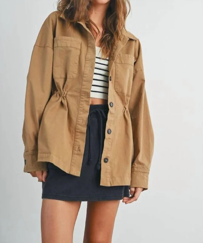 Aurora Fleece Lined Jacket In Khaki