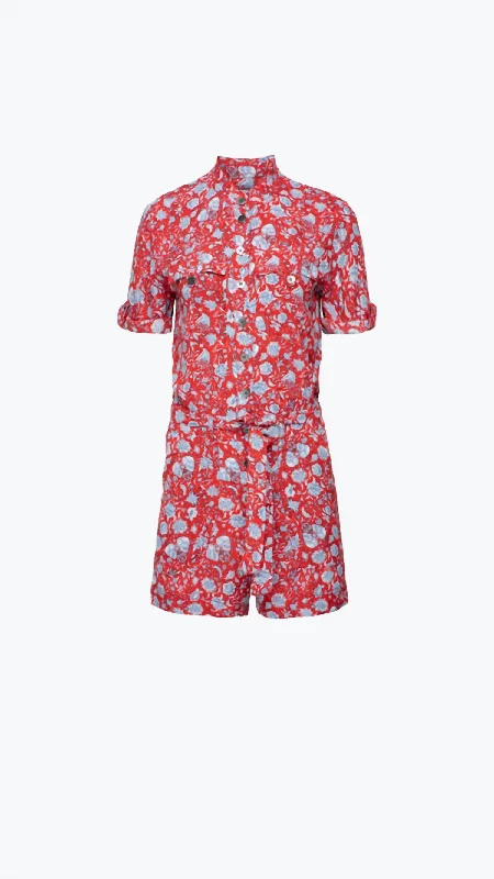 Cookis Flowers Field Romper In Rouge