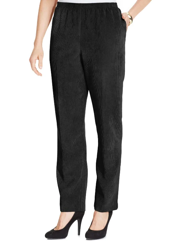 Petites Womens Pull On Classic Fit Corduroy Pants