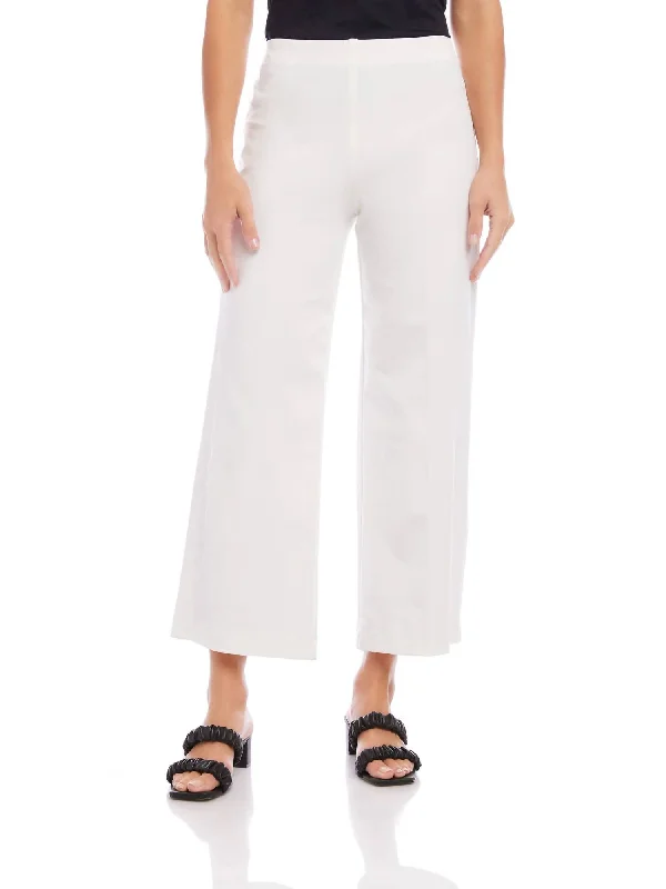 Wide-Leg Crop Pants In Off White