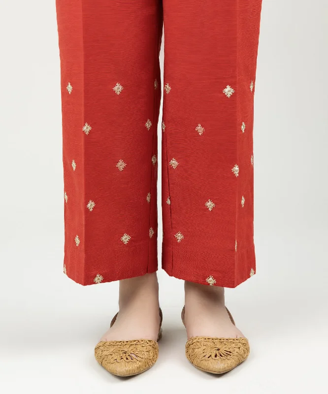 Embroidered Khaddar Straight Pants