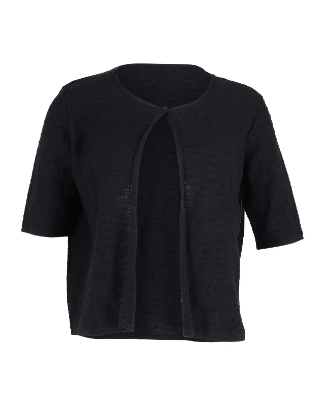 Armani Cropped Cardigan in Black Cotton