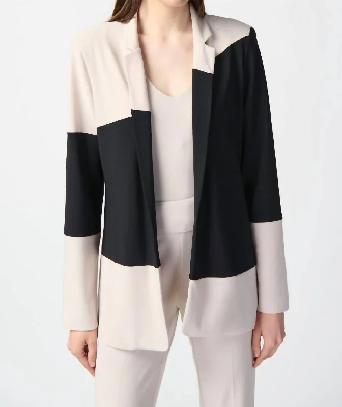 Color Block Straight Blazer In Moonstone Block