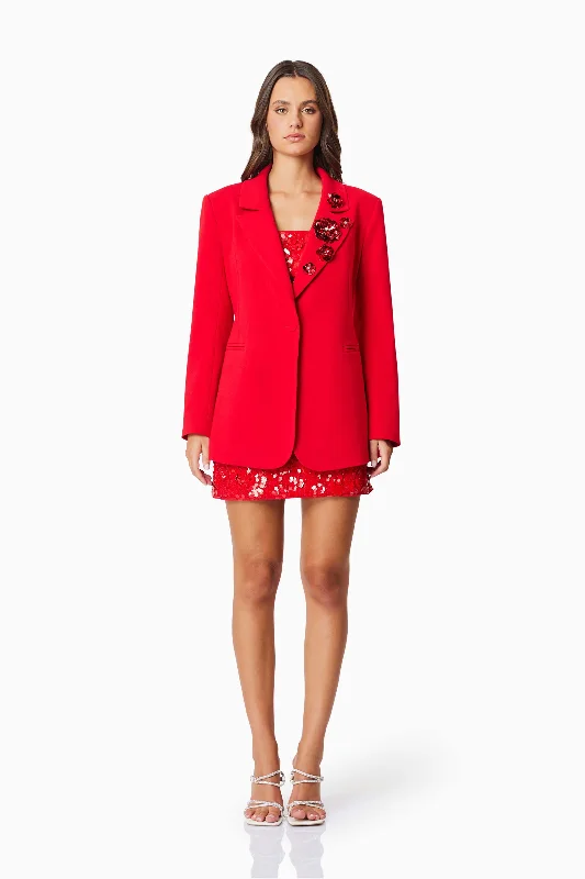 Emma Tailored Blazer In Red