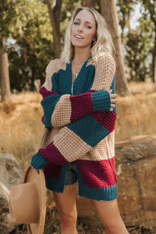 Jonah Chunky Knit Cardigan | Deep Topaz Multi