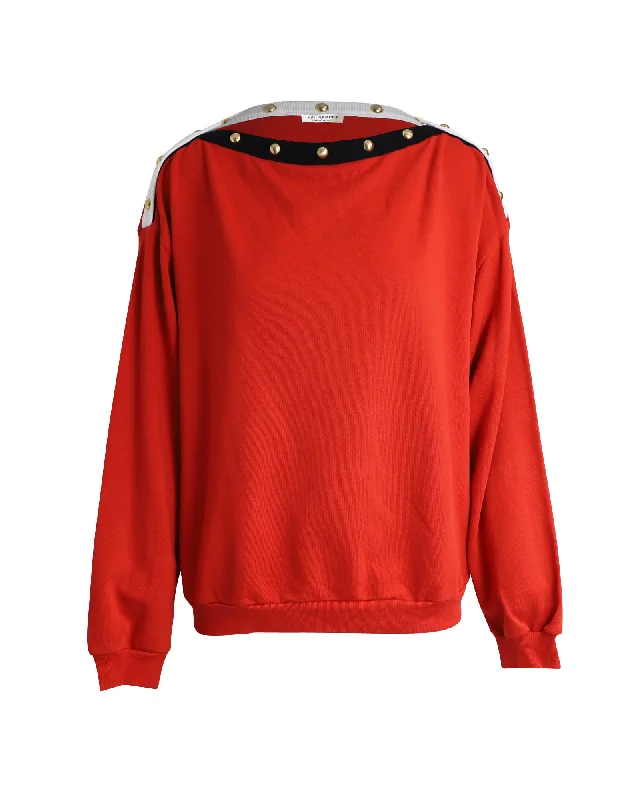 Philosophy di Lorenzo Serafini Embellished Sweatshirt in Red Cotton