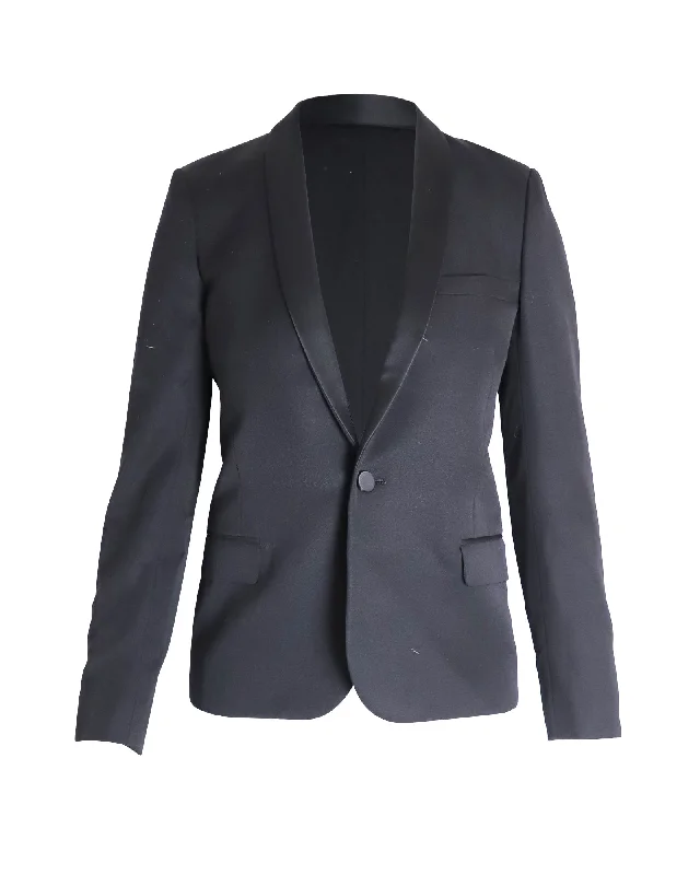 Saint Laurent Single-Breasted Blazer in Black Wool