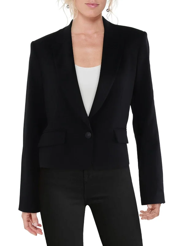 Womens Wool Suit Separate One-Button Blazer