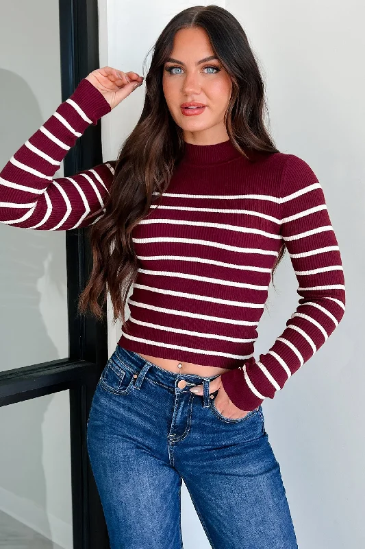 Let's Be Honest Striped Sweater Top (Sangria)