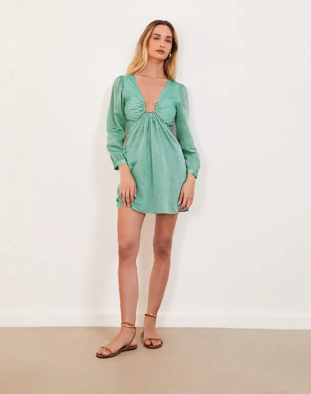 Amelia Detail Short Dress - Seagreen