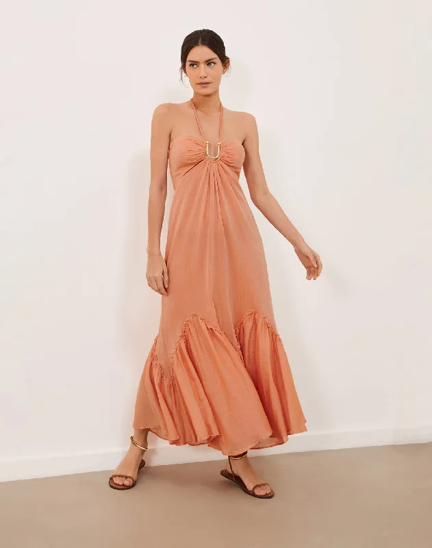 Harper Detail Long Dress - Grapefruit