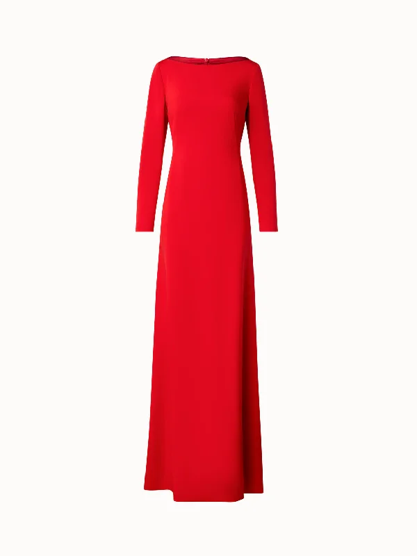 Long Silk Evening Dress with Long Sleeves