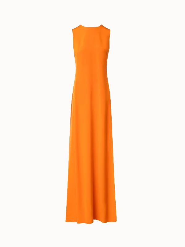 Long Sleeveless Evening Silk Dress with High Slit