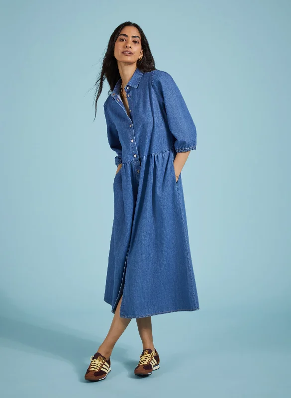 Barbara Organic Denim Midi Dress