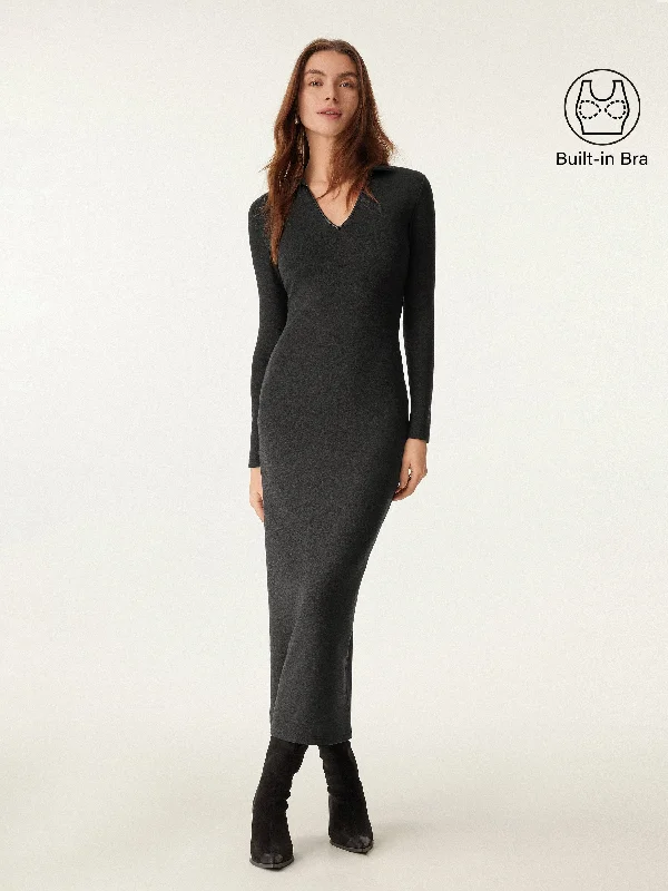 Eco-Leather Trimmed Brami Midi Dress