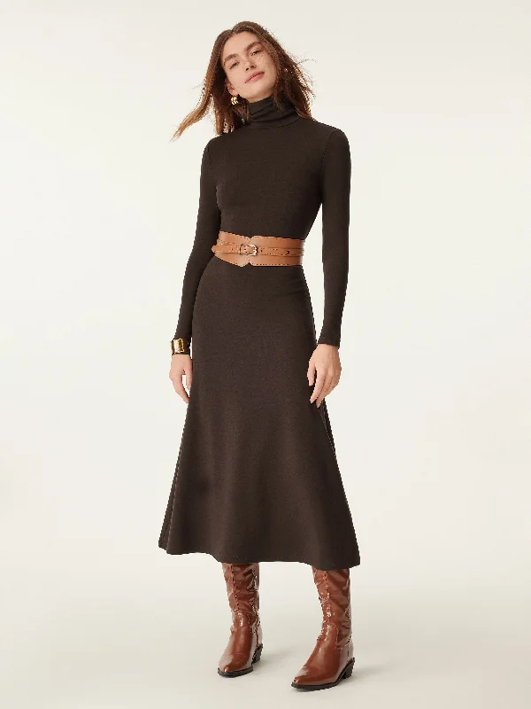 Heat-Tech Turtleneck Midi Dress