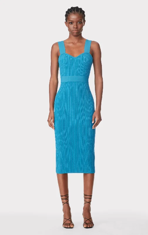 RIBBED POINTELLE MIDI DRESS